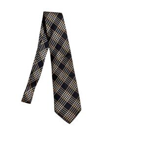 Lauren Ralph Lauren Navy & Yellow Plaid Silk Tie For Men